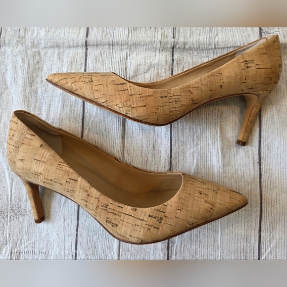 Diane Von Furstenberg DVF Tan Cork Point Toe Women’s High Heels Pumps Size 8.5 - Picture 1 of 11
